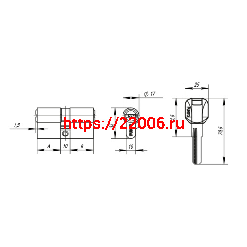 Цилиндровый Punto (Пунто) механизм MaxPro7000Key90mm(25+10+55) SN никель 7key фото 3 Цилиндровый Punto (Пунто) механизм MaxPro7000Key90mm(25+10+55) SN никель 7key фото 3