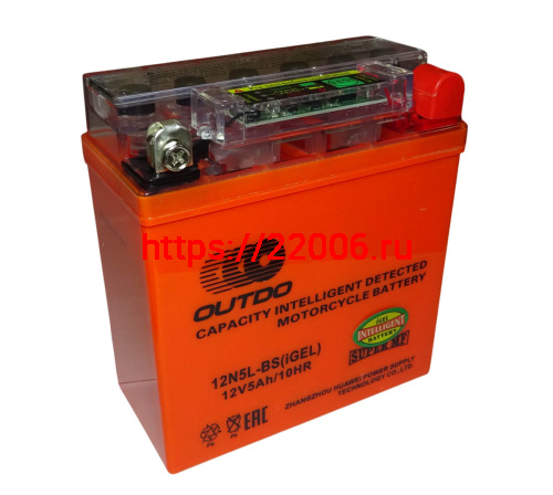 Аккумулятор 12В  5 А/ч  12N5L-BS iGEL, OUTDO  (120х61х129) обратная пол., для Альфы