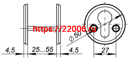 Накладка Fuaro (Фуаро) на цилиндр ET.R.FIN001 (ESC-С-001) CP хром фото 4 Накладка Fuaro (Фуаро) на цилиндр ET.R.FIN001 (ESC-С-001) CP хром фото 4