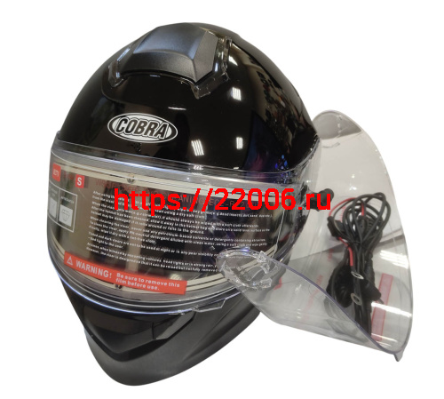 Шлем модуляр COBRA EC H271, черный глянцевый СНЕГОХОДНЫЙ, размер S