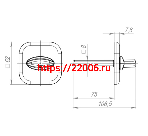 Ручка Fuaro (Фуаро) поворотная BKW8x75.K.XL62 (BKW8x75 XL) BL-24 черный фото 3