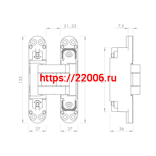 Петля Armadillo (Армадилло) скрытой установки U3D7800.VPG FSG флор. золото TECH фото 3 Петля Armadillo (Армадилло) скрытой установки U3D7800.VPG FSG флор. золото TECH фото 3