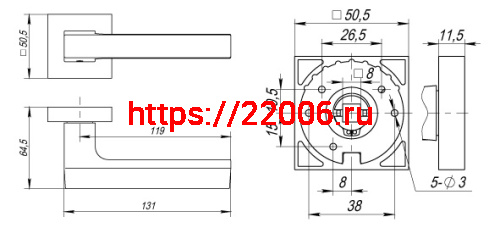 Ручка Fuaro (Фуаро) раздельная K.DM51.FLASH (FLASH DM) CP/SN-8 хром/матовый никель фото 2