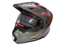 Шлем туринг (кросс со стеклом и очками) COBRA JK802, серо-оранжевый, размеры L