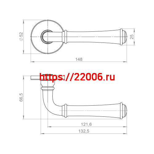 Ручка Ajax (Аякс) раздельная R.JSR51.LAURA CP-8 хром фото 2