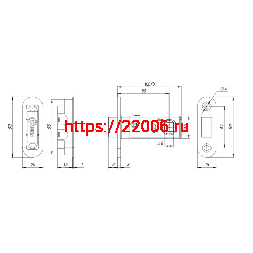 Защелка Punto (Пунто) врезная магнитная ML50-8 BL-24 черный фото 2