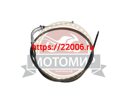 Трос газа L-1160мм, ход-100мм, Fighter125, Шторм, Сигма, загнутый, резьба на 10 мм